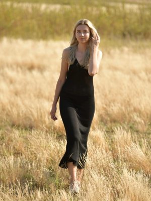 Black Sheer Knitted Summer Dress by Pasma Design - front view