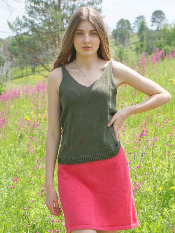 Green holey tank top