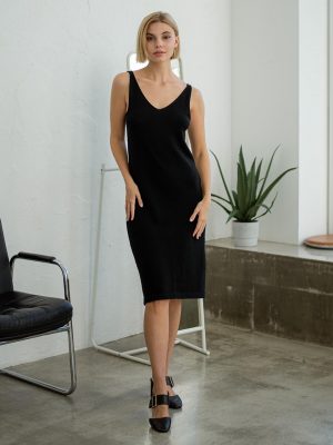 Black cotton basic dress